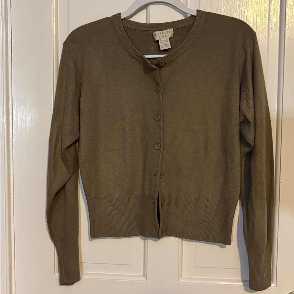 Express Tan Button-Up Cardigan